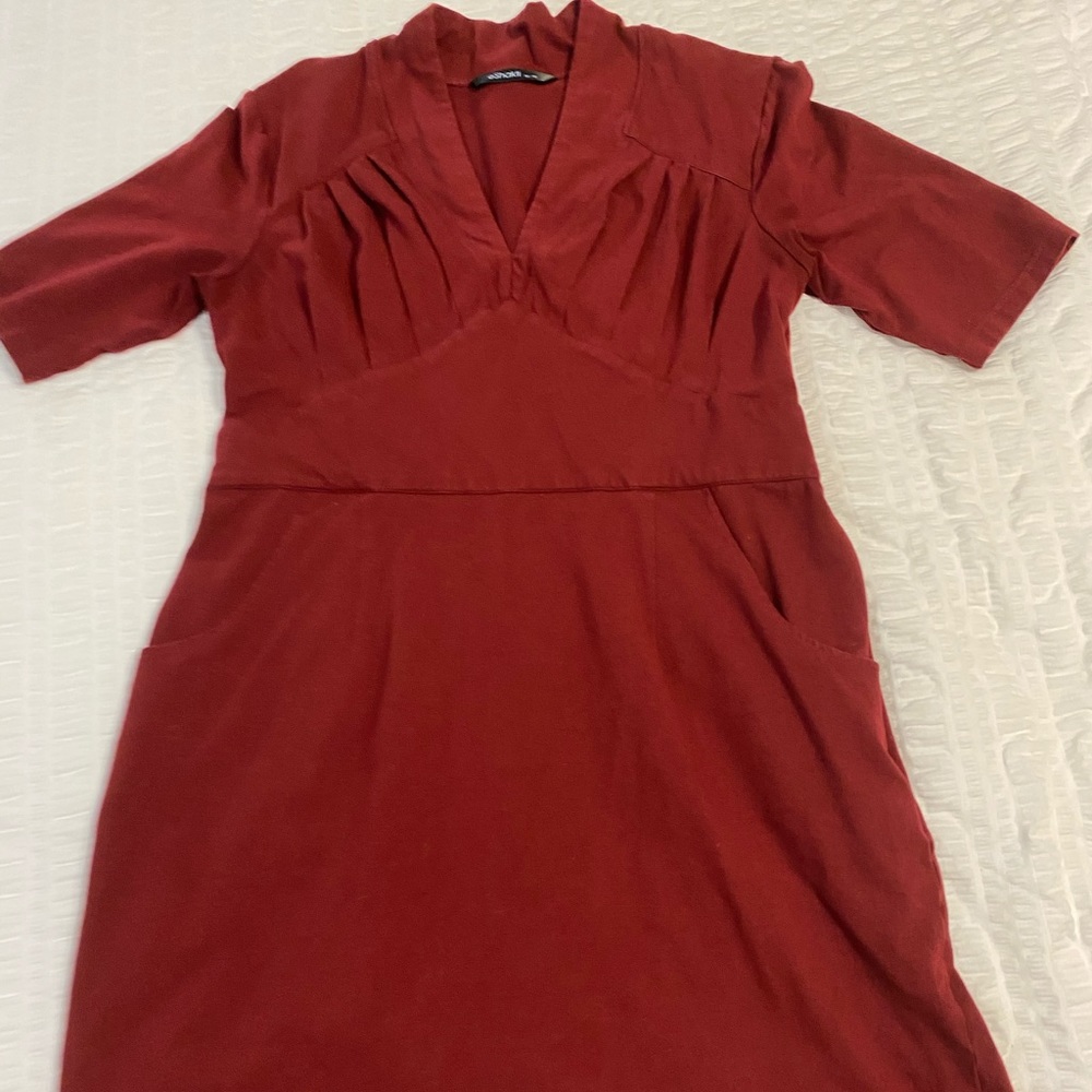 Red Pencil Skirt Sheath Dress with Pockets